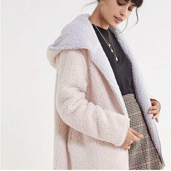 Urban Outfitters Jackets & Blazers - Urban Outfitters Plush Teddy Bear Open Front Blush and Grey Roomy Thick …